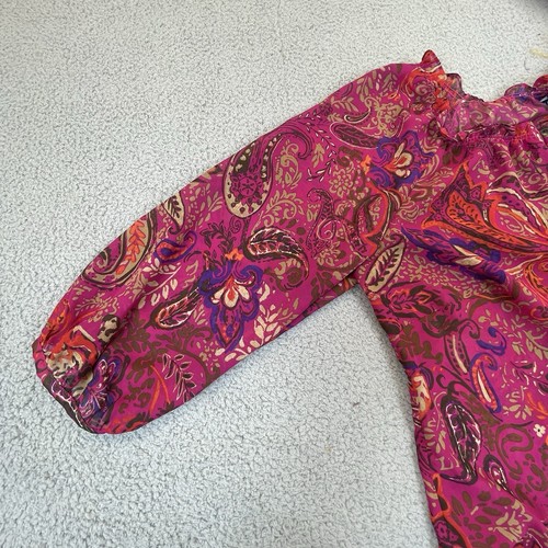 Ralph Lauren Chaps Tops Womens 2X Red Multi Pastel Paisley Keyhole Neck Peasant - Picture 7 of 15