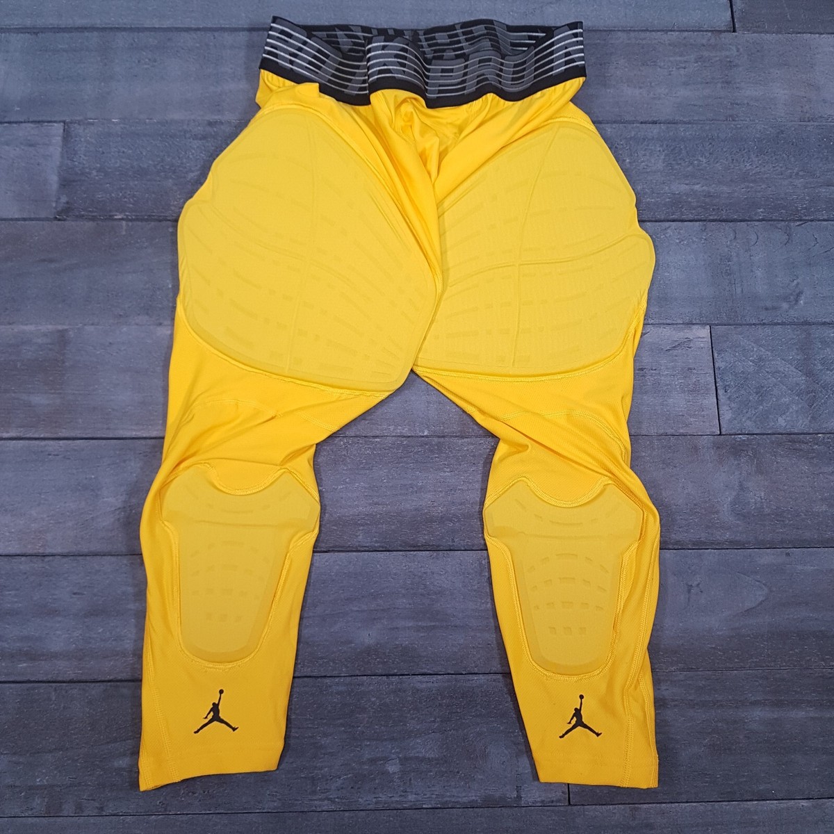 NIKE Air Jordan Pro Hyperstrong Basketball 3/4 Tights Pants Mens XL Yellow