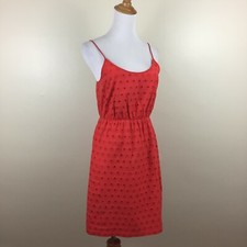 MADEWELL Red/Orange Eyelet Perforated Cotton Lined Sleeveless Dress Womens sz 0