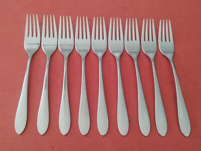 9 CHROMOLIT CM02 Stainless Steel SALAD FORKS 7 3/8'' no indent Portugal Free Ship