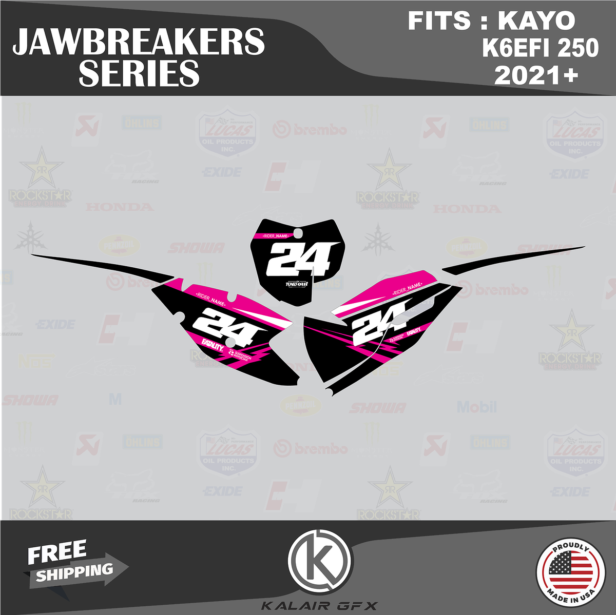 Graphics Kit for KAYO K6EFI 250 Dirt Bike (2021+) Jawbreakers