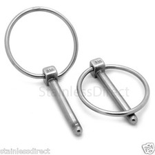 2 x 10.6mm Lynch Pins, 61mm overall 316-A4 Grade Stainless Steel Lynch Pins 