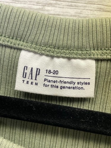 Gap Teen Dress Girls Size 18-20 Fir Green Sleeveless Ribbed Stretch Cotton - Picture 3 of 10
