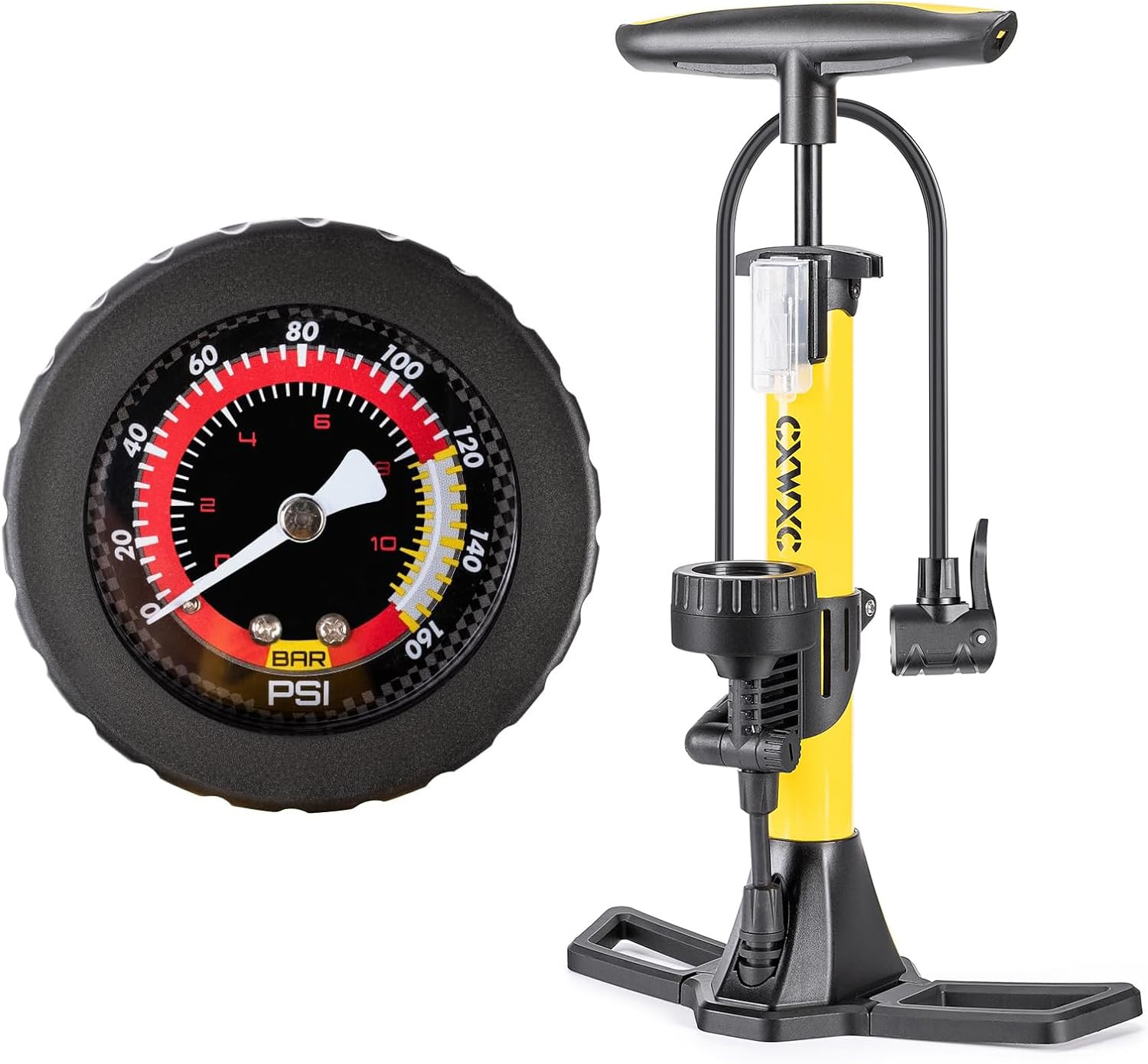 Bike Pump with Pressure Gauge- 160 PSI Bicycle Floor Pump Fits Presta 