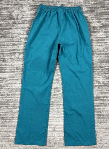 Denice Scrub Pants Womens Large Blue Teal Pull On Cotton Blend - Picture 8 of 13