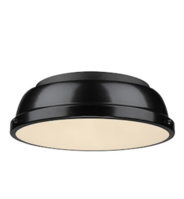 Golden Lighting Duncan 2-Light Black Flushmount with Black Shade 3602-14 BLK-BLK