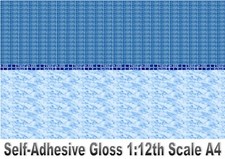 Dolls House Wallpaper Self-Adhesive Dark Blue Split Design Tiles Landscape