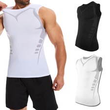 Men Compression Shirt Version Ionic Shaping Sleeveless Vest Workout Tank Top