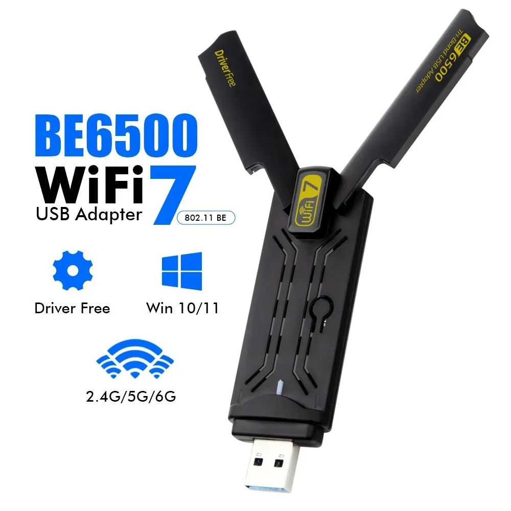 Wifi 7 Usb Adapter Tri-Band 6G/5G/2G Usb 3.0 Adaptador Antena Wifi Network Card
