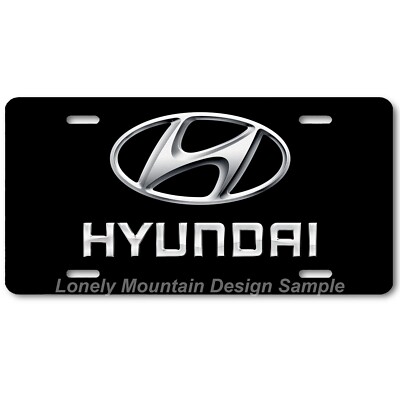 Hyundai Inspired Art on Black FLAT Aluminum Novelty Auto Car License Tag Plate