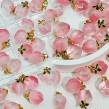 30pcs Handmade Lampwork Glass Charms Red Strawberry Charms for Jewelry DIY