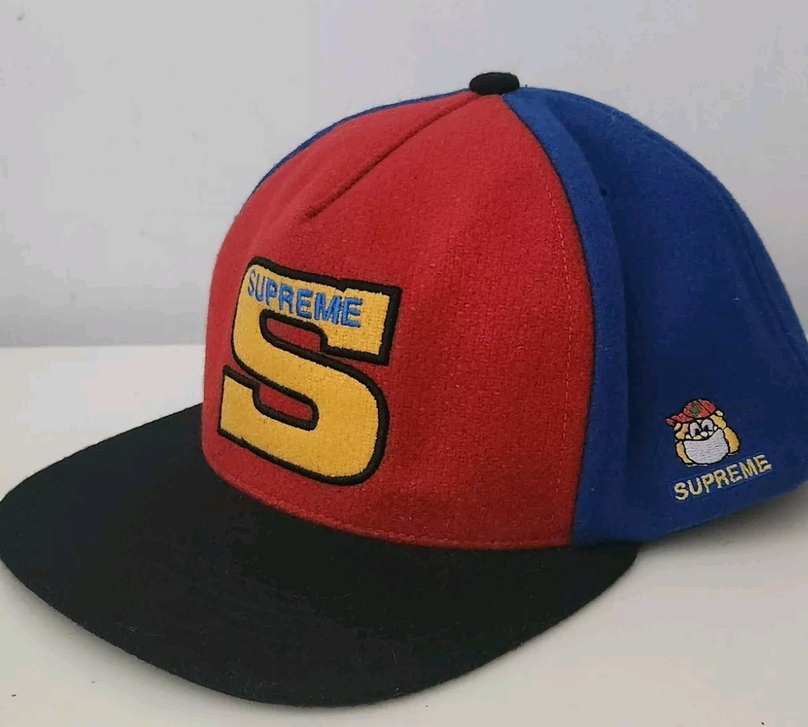FW15 Supreme Milano Felt 5-panel cap black Blue Red Wool hat Rare 