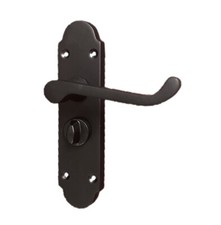 Epsom Privacy Victorian Scroll Bathroom Lock Door Handle Matt Black Internal