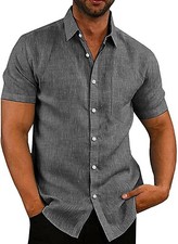 COOFANDY Men's Casual Linen Button Down Shirt Business Chambray Dress Shirt