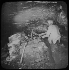 COAL MINERS MINING NO18/2 C1888 Magic Lantern Slide PHOTO CANNOCK CHASE COLLIERY