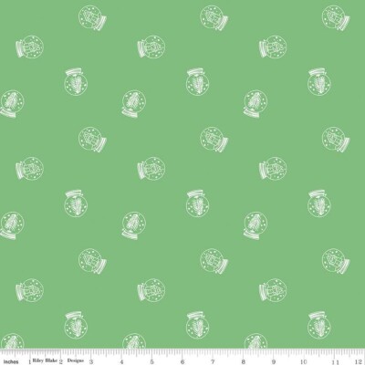 1/4 Yard 9x42 Riley Blake ''Pixie Noel 2'' Snow Globe Green Christmas Quilt Cotton