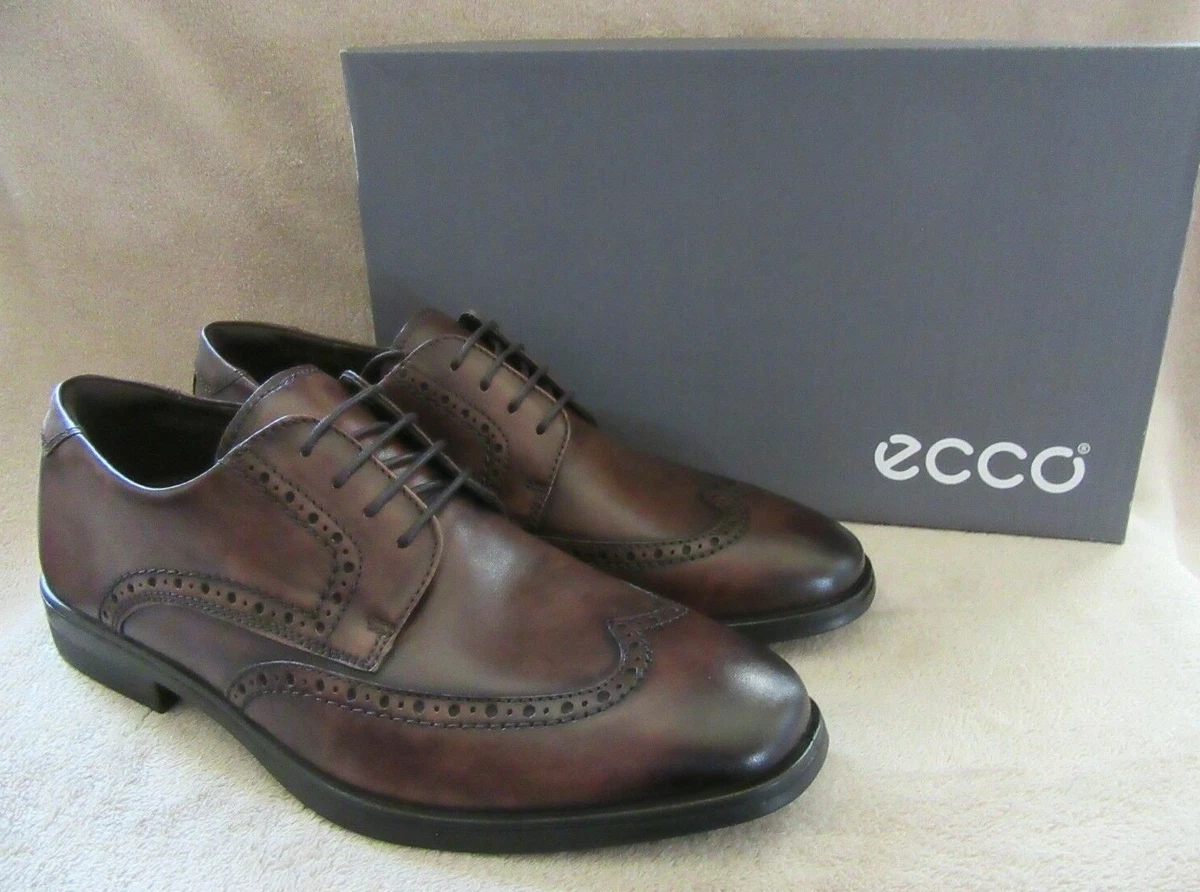 ECCO Melbourne Wingtip Tie Derby Brown Leather Shoes US 10 10.5 M EUR 44 NWB