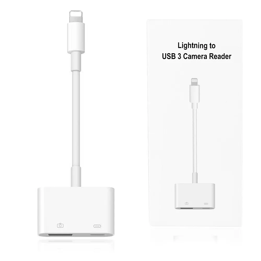 USB Camera Adapter w/Charging Port for iPhone iPad, Excellent
