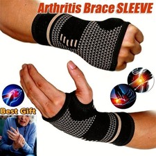 Copper Wrist Brace Support Compression Sleeve Arthritis Gym Carpal Tunnel Injury