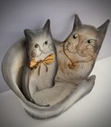 Vintage Studio Art Pottery Cat Sculpture With Removable Grey & White Cat Signed — photo 9