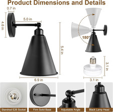 Wall Sconce Battery Operated, Cordless Black Wall Sconces Set of 2, Battery P...