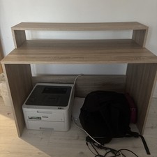 Large Real Oak Computer Desk with Raised Shelf – Home Office / Study Desk