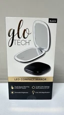 GLO TECH LED COMPACT Magnifying Small Mirror 1X & 10X Travel 4” Black