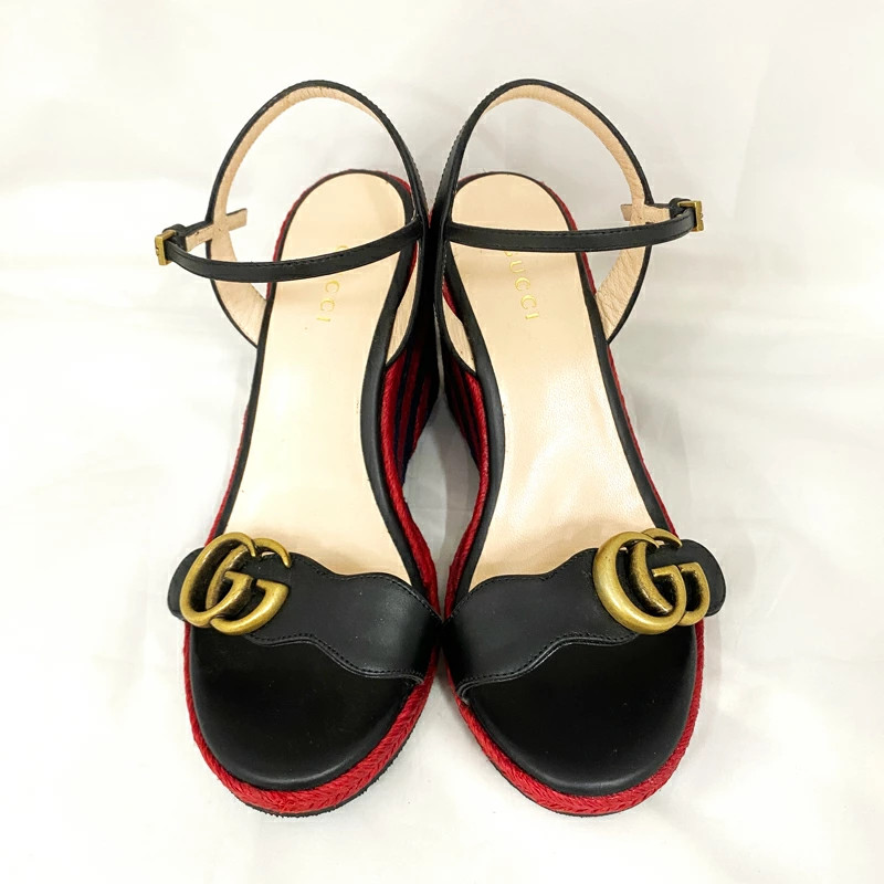 GUCCI Double G Wedge Sole Sandals 624409 Red Blue Shoes 35.5 22.5cm Women's Wome thumbnail 2
