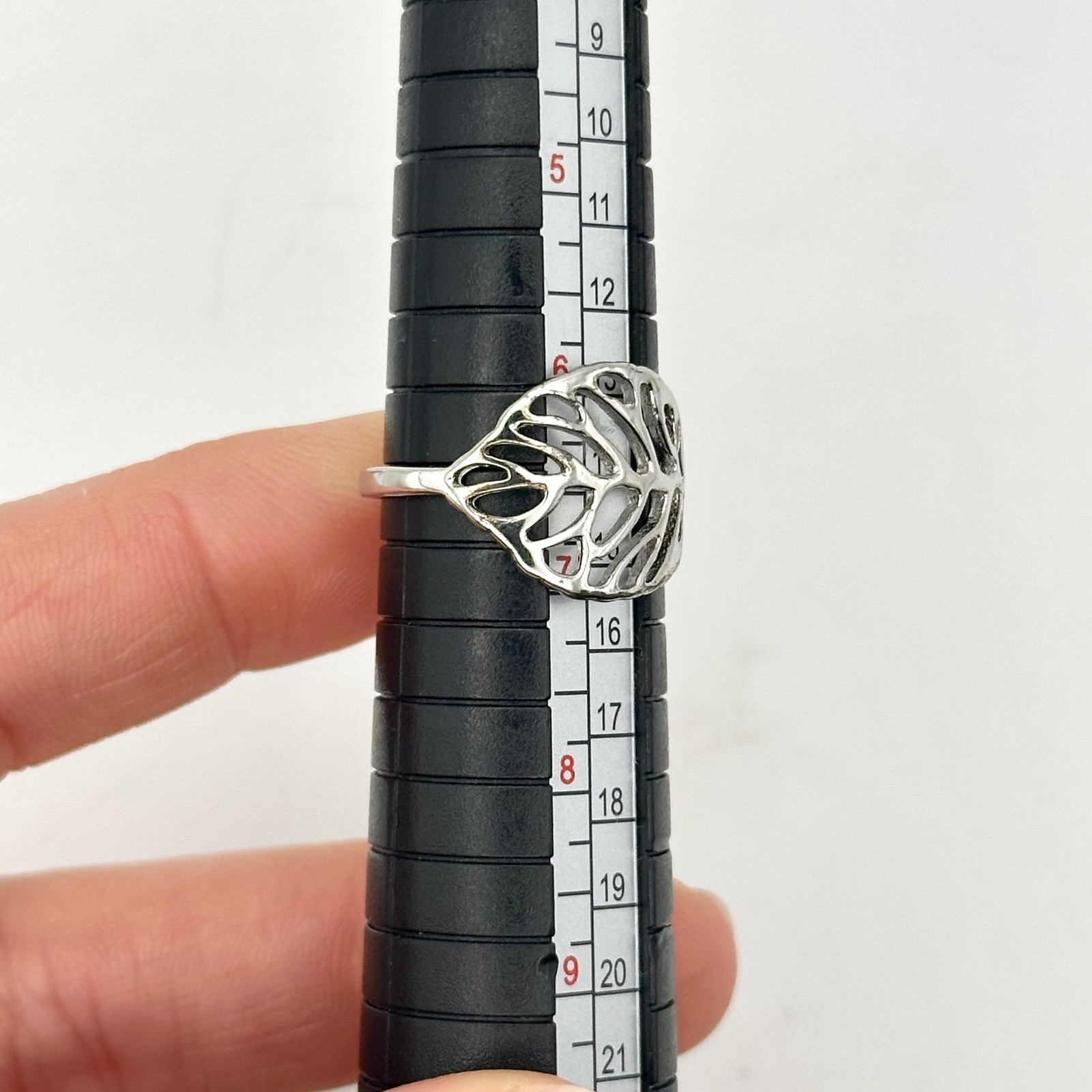 Sterling Silver Openwork Leaf Ring Delicate Natur… - image 8