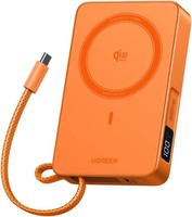 Powerbank 10000Mah 25W Magnetisch Qi2 Magsafe Integriertes Kabel USB-C Orange