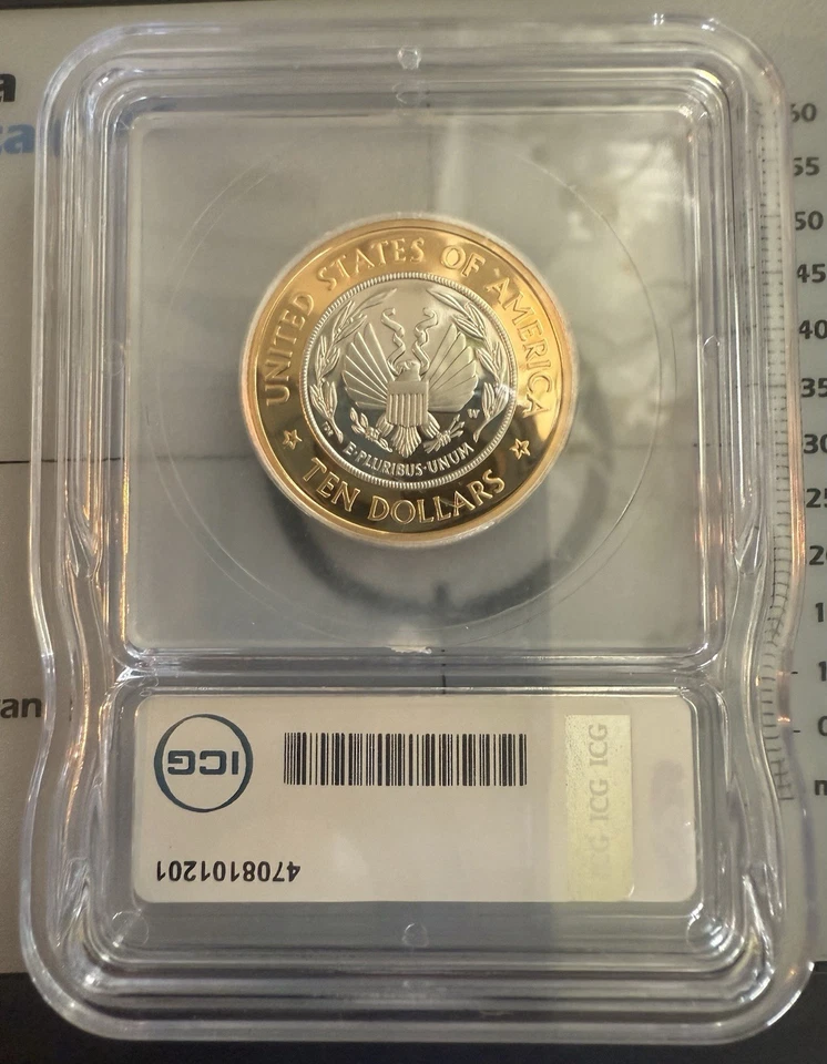 2000W Library of Congress $10 Bimetallic Commemorative Coin PF 70 Deep Cameo - Image 2 of 2