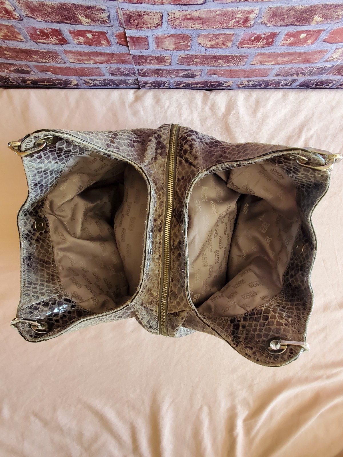 Michael Kors Black Python Snakeskin Embossed Leat… - image 8