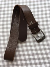 H M Boys Kids Genuine Leather Belt 4-8Y Brown Silver Buckle 26"