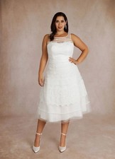Azazie Azul- Diamond White A-Line Sweetheart Lace Tulle Dress