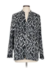 H By Halston Women Silver Long Sleeve Blouse L