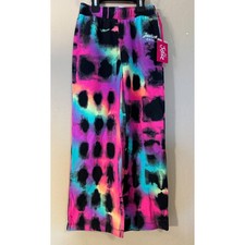 Justice Sweatpants Girls S 7/8 Multicolor TieDye Wide Leg Lounge Pants NEW
