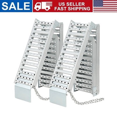 2Pcs Portable Ramps, Steel Three-Section Folding Ramp for ATV/UTV/Motorcycles