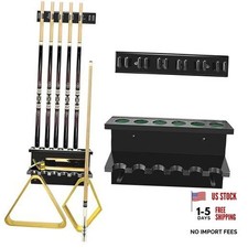 Pool Cue Rack Stick Holder, Billiards Pool Cue Rack Wall Mount Hardwood Black-W