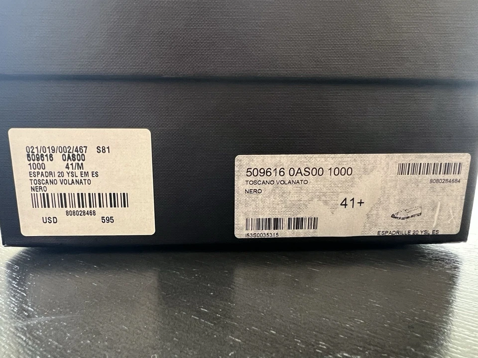 NUEVA Alpargata Saint Laurent YSL Hombres Cuero Napa Suave Negra 41.5 EU/9 US Foto 2 de 4