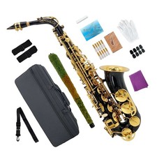 Black Alto Saxophone Eb Flat Sax Brass Instrument with Case Accessories new