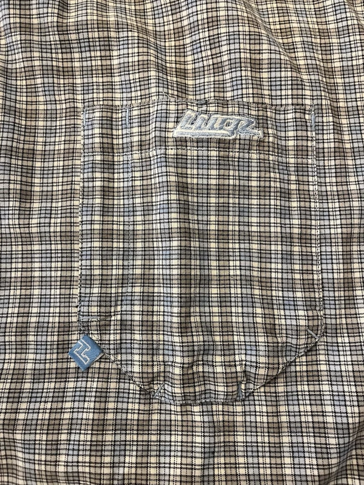Lugz Men’s Large Plaid Authentic Blue &Gray  100% Cotton Button Up Collar Tshirt - Image 4 of 4