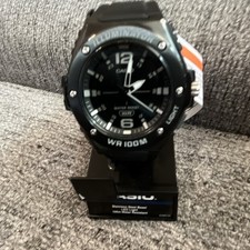 Casio men's Illuminator, analog, quartz, 100m water resistant, black resin band