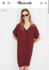 NWT Madewell Button Front Easy Dress In Burgundy Sz 2x