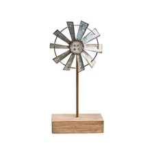 CWI Gifts Simple Windmill Table Sitter - 10 inch Galvanized Metal Windmill - ...