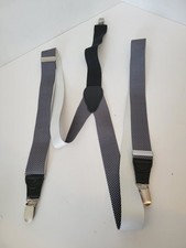 Men's Unbranded Black White Clip-On Adjustable Suspenders Elastic