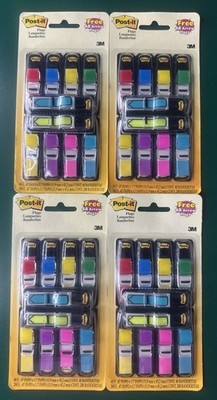 Lot Of (4) 3M Post-it Flags Value Pack Assorted Colors 4 Individual Packs