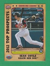 SEAN COYLE 2012 Choice Carolina League Top Prospect RC #26 Red Sox Rookie Card*. rookie card picture