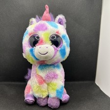 Ty Beanie Boos WISHFUL The Unicorn Glitter Eyes 6" Plush Purple Pink Green Blue