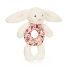 Jellycat Blossom Cream Bunny Berry Ring Rattle Baby Plush Toy