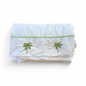 Pottery Barn Kids crib skirt White Green Palm Trees Embroidered Hawaiian Pirate